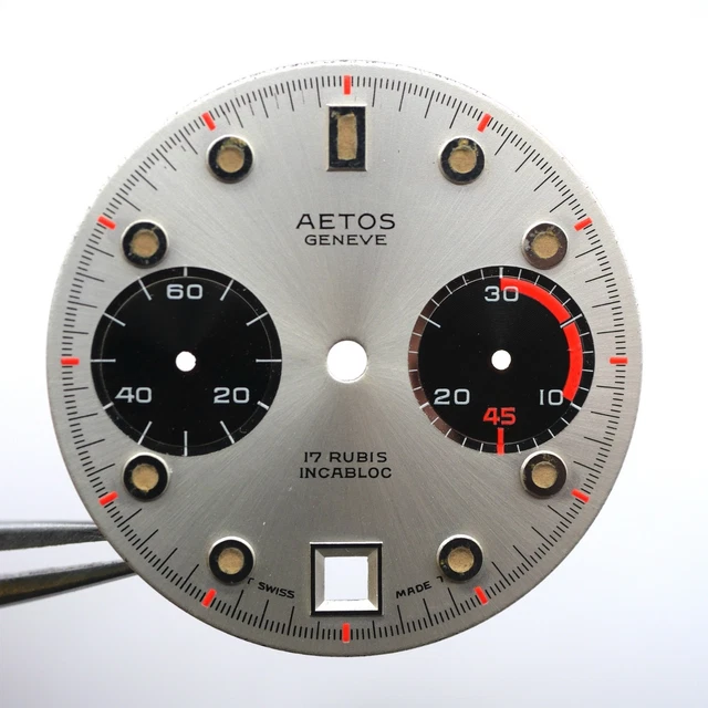 CADRAN DE MONTRE Valjoux 7734 AETOS Genève Ø30mm Date 6h [NOS - Main Image