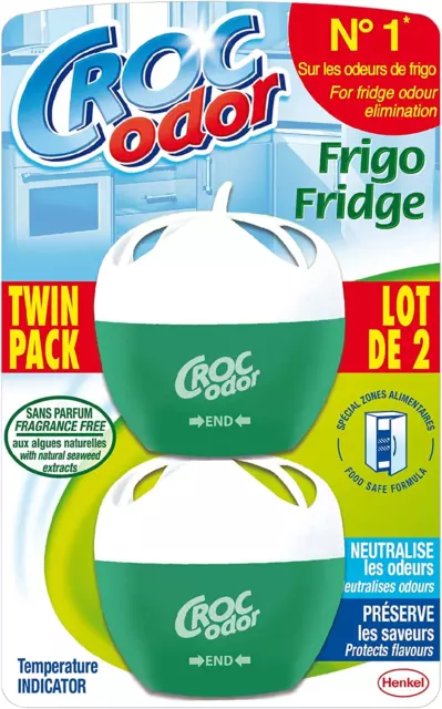 Croc'Odor Fridge Deodoriser, Twin Pack, Unscented, Food Safe Formular with Tempe