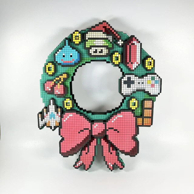 Think Geek 8-Bit Lighted Foam Christmas Wreath Decor Nintendo Video Game Gaming Think Geek 8-Bit Lighted Foam Christmas Wreath Decor Nintendo Video Game Gaming