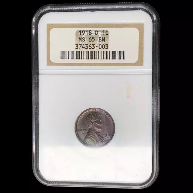 1918 D NGC MS65 BROWN Lincoln Cent Wheat Penny ETD W0234