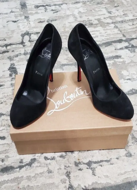 Christian Louboutin Womens Suede Pump Heel - Black - Size 38½