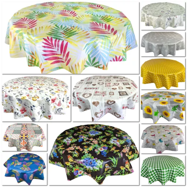 ROUND Wipe Clean PVC Vinyl  Protector Oilcloth Table Cover Tablecloth