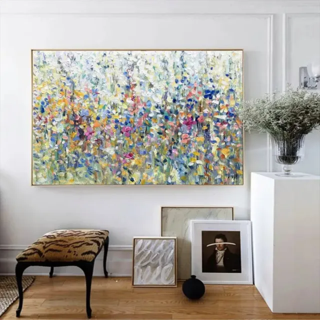 Abstract Colorful Floral Hand Painted Oil Painting On Canvas Handmade Original