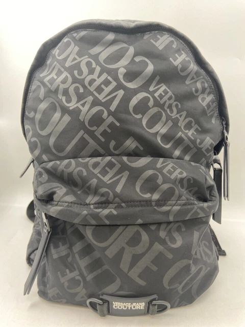 Versace Jeans Couture Black & Gray Nylon Top Zipper Pouch Backpack Versace Jeans Couture Black & Gray Nylon Top Zipper Pouch Backpack
