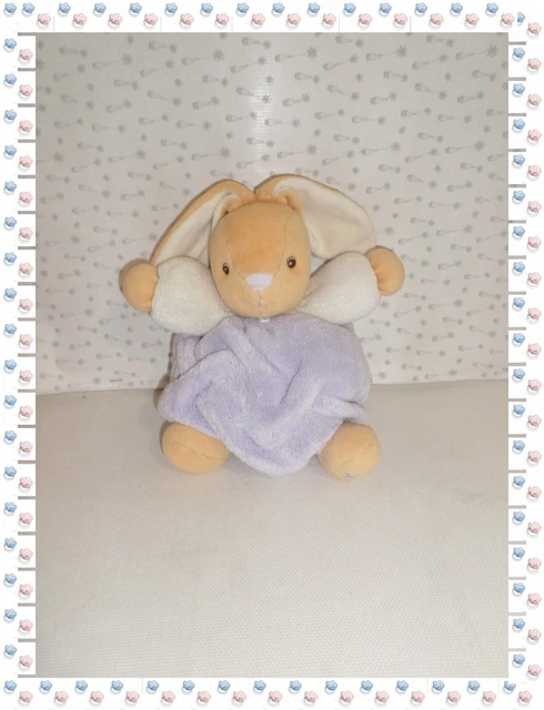 € - Doudou  Peluche Lapin Boule  Mauve Blanc Beige Plume  Kaloo