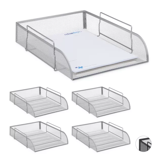 5 x Bandejas documentos Metal Soporte para cartas Apilable Portadocumentos A4