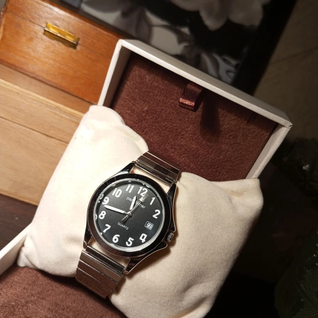 Montre Quartz Homme Publicitaire - Boîtier Acier 34mm - Dateur - Occasion Fonctionne