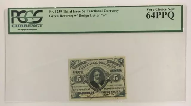 Fractional Currency Third Issue .05 Five Cents Fr # 1239 Pcgs Very Ch New 64 Ppq
