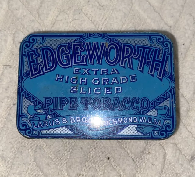 Vintage Edgeworth Extra High Grade Sliced Pipe Tobacco Tin Hinged Laurus Bros