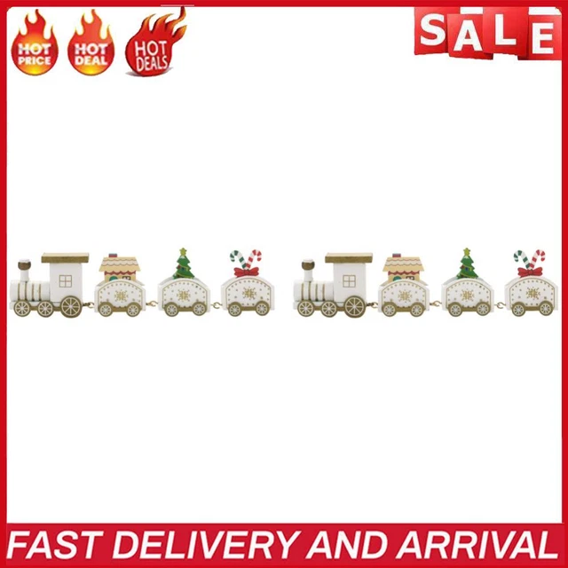 2 piezas Adorable Modelo de Tren de Madera Juguete Lindo para Mesa Hogar 2023 Regalos de Navidad (Blanco)