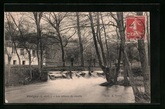 CPA Périgny, Les ecluses du moulin 1914