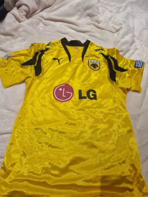 AEK Athens Home Shirt 2007 Medium Puma LG Yellow