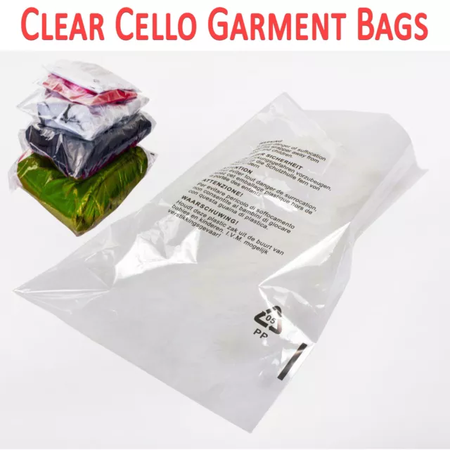 Clear Cellophane Cello Display Garment Bags Self Adhesive Peel&Seal Plastic Opp