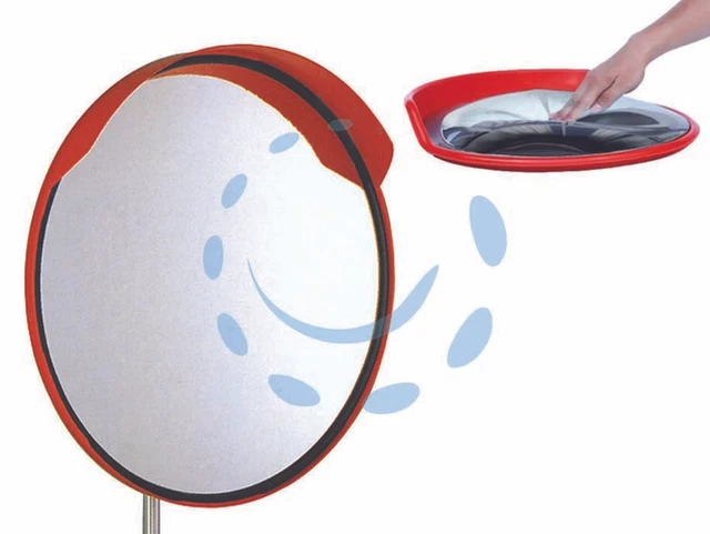 Specchio Stradale Parabolico Da 60 Cm DB VISTA - Policarbonato Infrangibile, Colore Rosso, Made In Italy