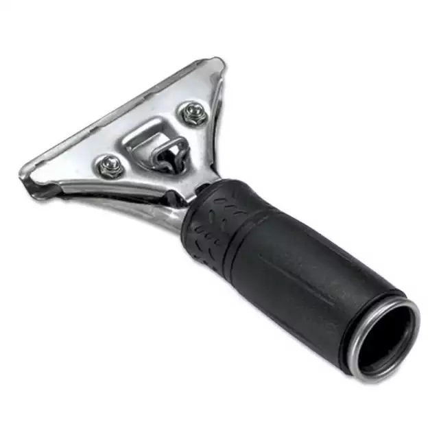 Unger Pro Stainless Steel Squeegee Handle, Rubber Grip, Black/Steel, Screw Clamp