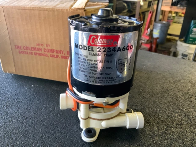 NOS Coleman 12V Demand Pump 2.2 GPM Model 2234A600 or 2234A6001 Made in USA