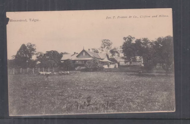 QUEENSLAND, TALGAI, HOMESTEAD, 1905 ppc., 1d. Toowoomba to Warwick.