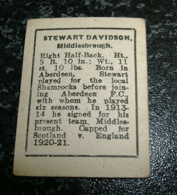 D.C. Thomson Footballers 1923 - Stewart Davidson, Middlesbrough 2