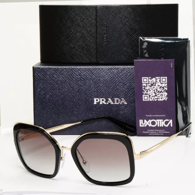 Prada Sunglasses Black Gold Square Grey Gradient PR57US SPR 57U 1AB-0A7