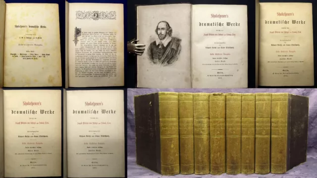 Tieck Shakespeare`s dramatische Werke 8 Bde. 1875 Erste illustr. Ausgabe js