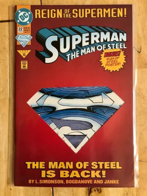 Superman The Man Of Steel #22 Dc Comic Jun 1993 Collector Edition & Bonus Poster