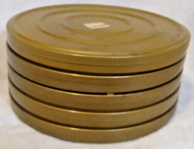 Compco Corp 8mm 400ft (7in) Metal Film Reel and Canister Can Lot of 5 Tan
