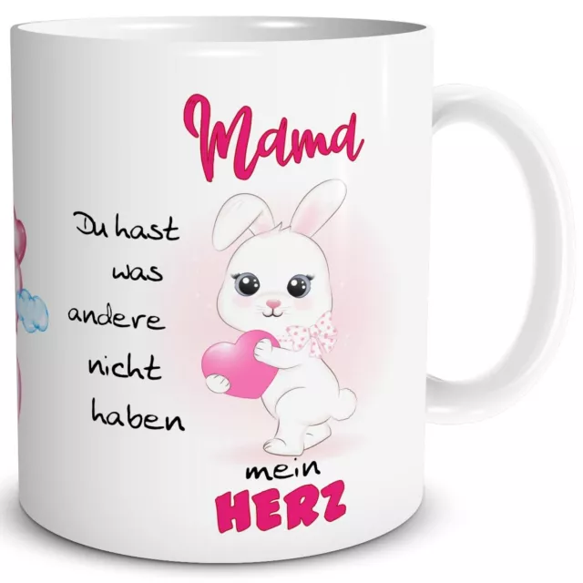 TRIOSK Kaffee Tasse Mama Spruch Hase Liebe Mein Herz Geschenk Muttertag Ostern