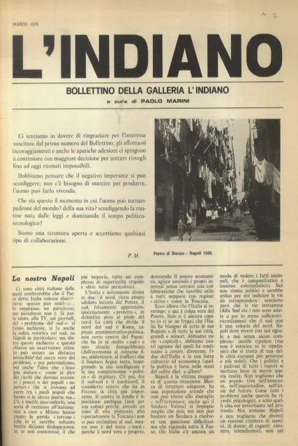 INDIANO (L'). Bollettino della Galleria l'Indiano, a cura di Paolo Marini. Ma...
