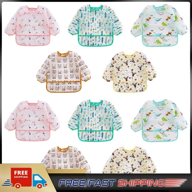 Long Sleeve Feeding Apron Children One Piece Eating Clothes Toddler Eating Cover