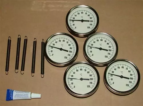 Anlegethermometer Set 5x Metallausführung Ø63mm -120°C + Wärmeleitpaste(5546#