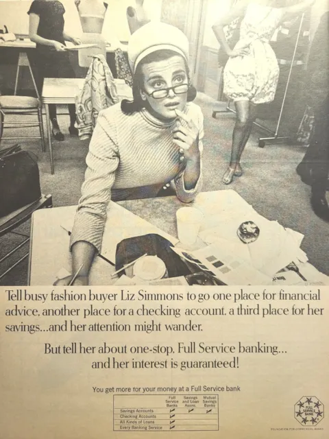 Full Service Banks Liz Simmons Fashion Buyer Vintage Print Ad 1968