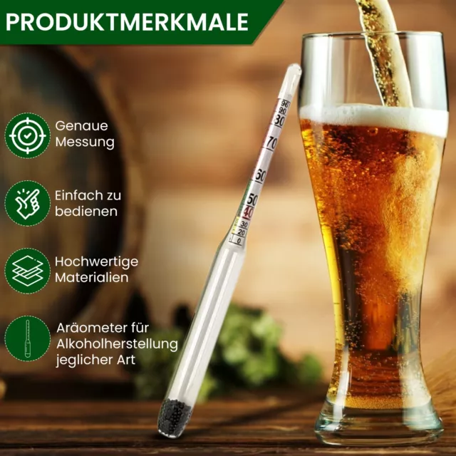 Alkoholmeter Aräometer Alkoholmesser Vinometer Mostwaage Refraktometer Alkohol ✅ 2