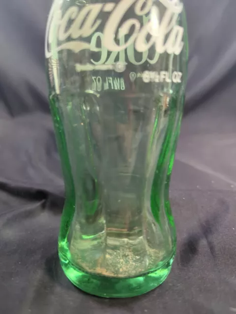 Vintage Coke Coca Cola Green Glass Bottle White Writing 6 1/2 Oz 1 33 Embossed 2