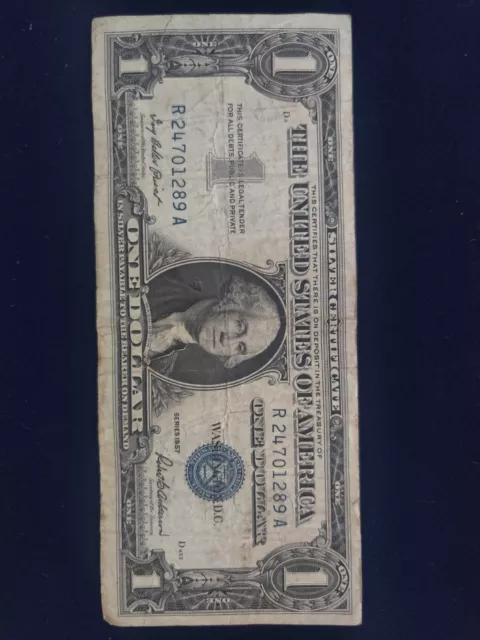 1957 Silver Certificate Blue Seal Dollar Bill