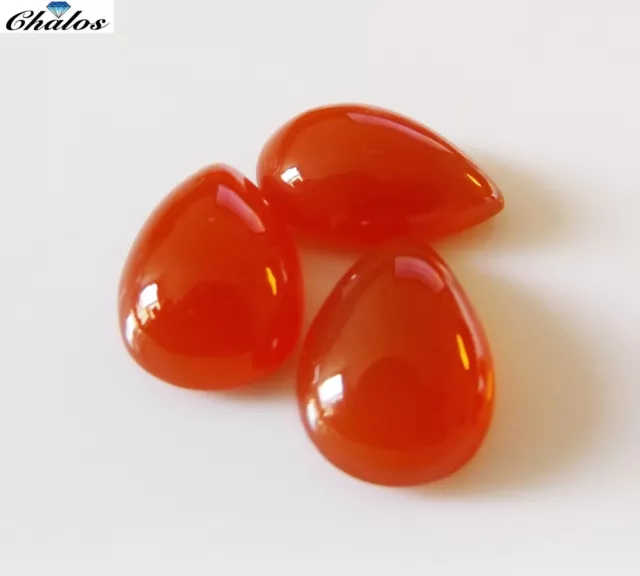 1x Corniola - Rosso Arancio Gocce, Pera Cabochon Se 9,5x14,5mm (2085)