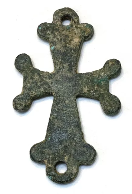 Ancient Byzantine Bronze Cross; Large Cross - Holy Land - 600 A.d. - Charming !