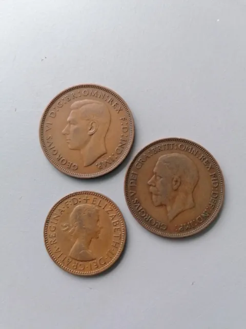 One Penny Selection King George VI And Edward V,QE II Half Penny British Coin