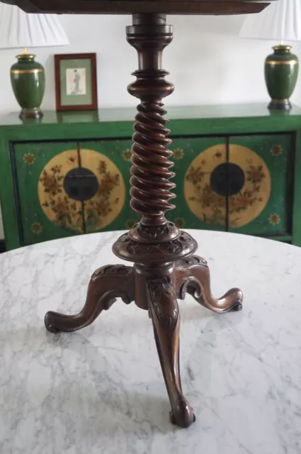 Antique Wine Table Side Table Beautiful Turned Twist Tripod Base 3