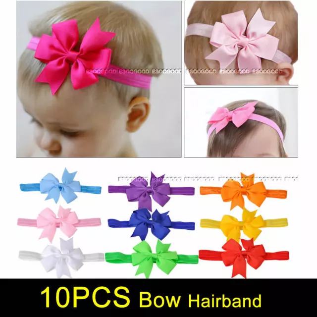 10PCS Cute Newborn Baby Girl Headband Infant Toddler Bow Hair Band Girls Accesso