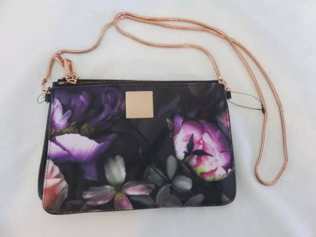 Ted Baker Carlie Double Poucette Floral Crossbody Bag Rose Gold Hardware $169