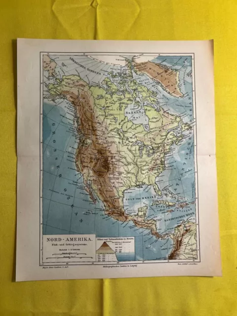 1890s - North America - Vintage Map ORIGINAL 11.5 x 9.5"- C11-2