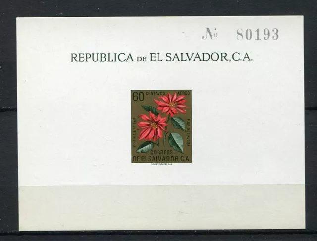 27343) EL SALVADOR 1960 MNH** Nuovi** Flowers Gold S/S BF