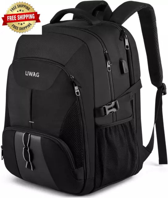 Extra Groß Rucksack Herren 50L Wasserdicht Arbeit Für 17 Zoll Laptop Mit USB NEU