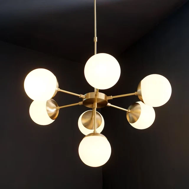 MODERN BRASS 7 Lights Globe Chandelier Light Fixture Sputnik