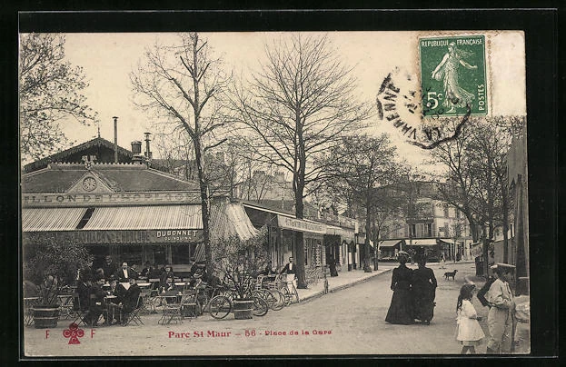 CPA Parc St-Maur, Place de la Gare 1908