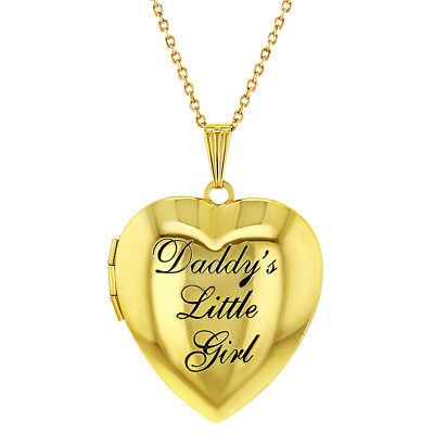 "Daddy's Little Girl" Lovely Heart Photo Locket Pendant Necklace for Kids 19"