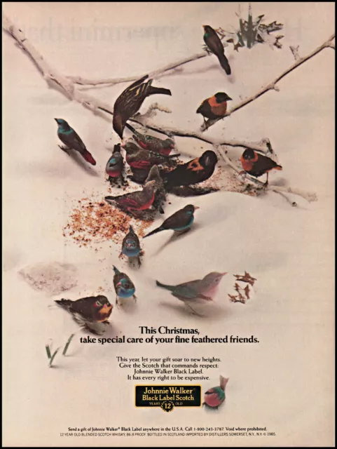 1985 Christmas Birds Johnnie Walker Black Label Scotch photo print ad ads52
