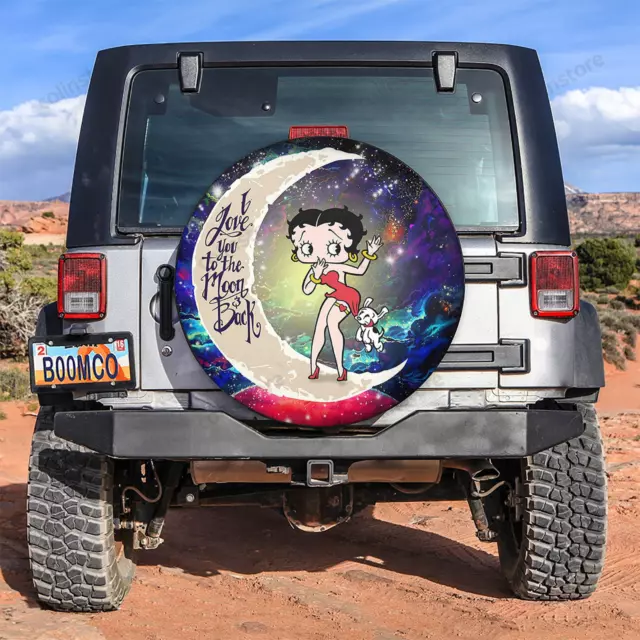 Betty Boop Love You To The Moon Printed Leather Spare Tire Cover