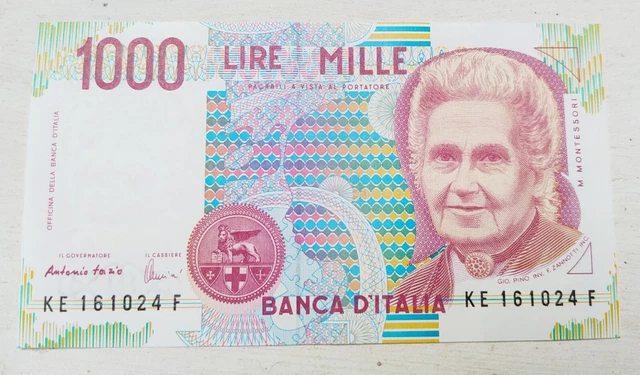 1000 1.000 Mille LIRE M. Montessori 1990 Senza difetti Come nuovo