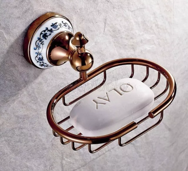 Rose Gold Copper Bathroom Accessory Wall Mounted Soap Dish Holder Basket wba390